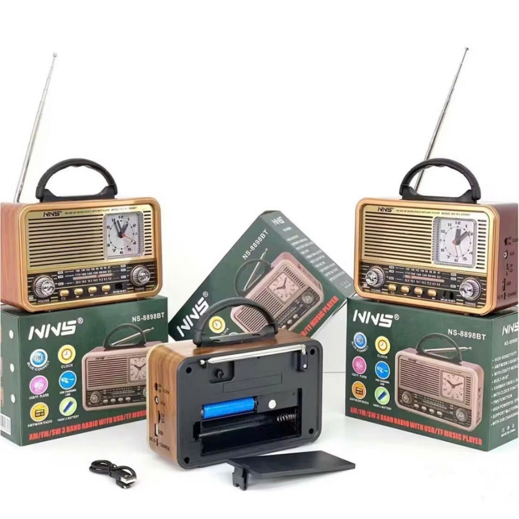 Đài Radio NNS 8898BT Có Bluetooth, Cắm USB, Thẻ Nhớ, FM-AM/FM/SW