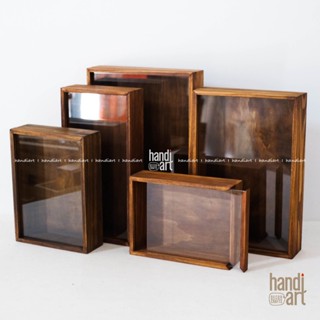 Khung hộp gỗ nâu vintages trang trí ảnh handmade, hoa khô, tranh 3D