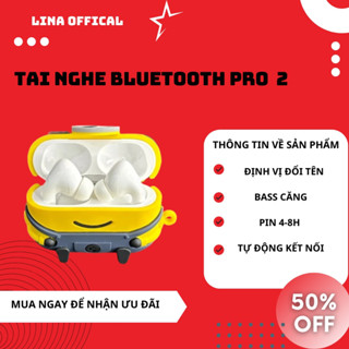 Tai Nghe Bluetooth Pro 2 Bass Cực Căng Cao Cấp Full Chức Năng Định Vị Đổi Tên Cảm Ứng Tự Động Kết Nối