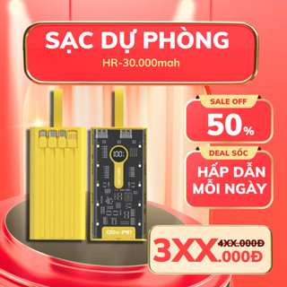 Sạc Dự Phòng ONEB 30000mAh 120W Trong Suốt Sạc Nhanh Chuẩn PD20W, Có Màn Hình Hiển Thị, 2 Output USB