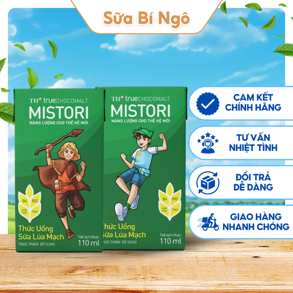 Sữa Lúa Mạch TH Mistori 110ml - hương vị thơm ngon (48 hộp x 110ml)