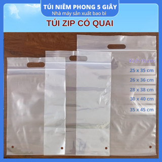 Túi zip có quai đựng quần áo, giày dép, thời trang, nhựa PE loại dày – 5 giây