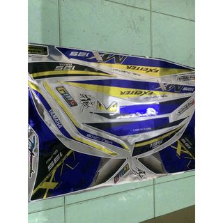 Tem exciter 135 MX xanh vàng crom