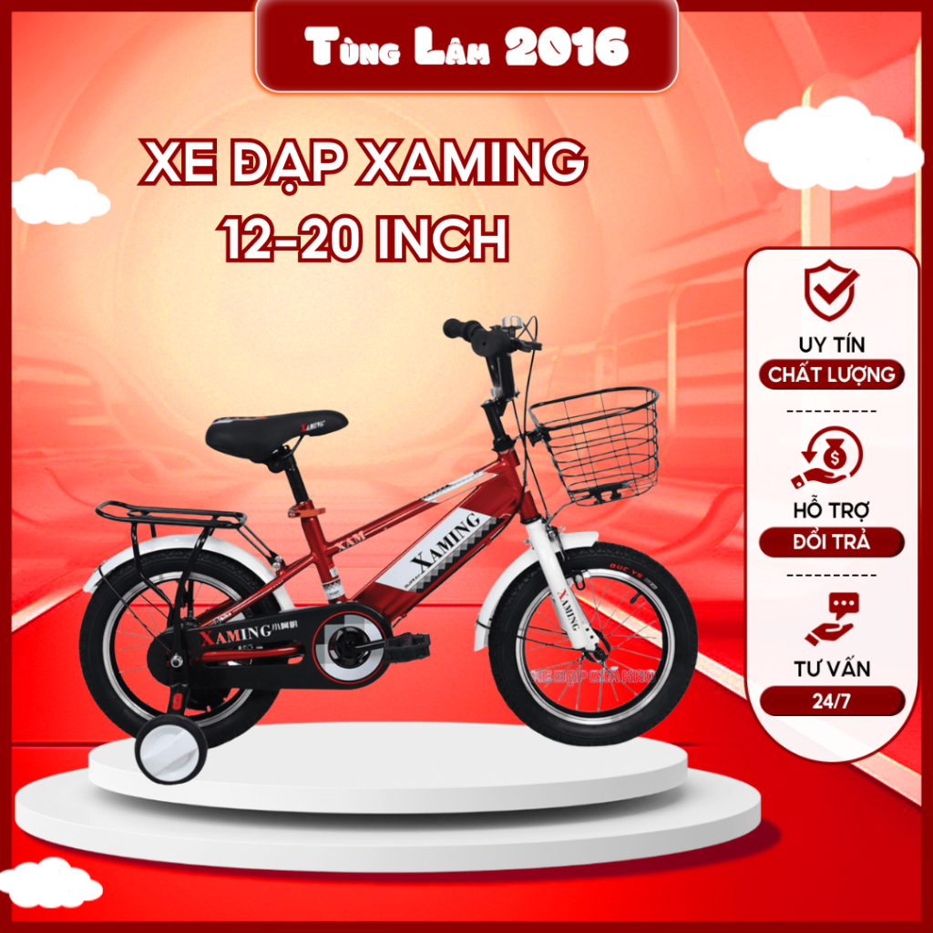 Xe đạp XAMING cho bé trai 12-20inch, yên và tay lái điều chỉnh - Hàng fullbox