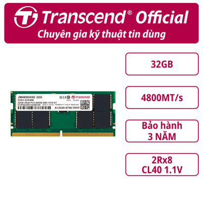 Ram Laptop Transcend JM DDR5 4800 SO-DIMM 8GB/16GB/32GB - Bảo hành 3 năm