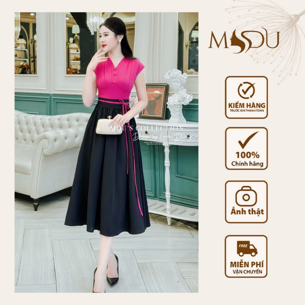 Váy Thiết Kế MDU4106 Dáng Váy Xếp Ly Xòe Nhẹ, Chất Liệu Mango Hàn Cao Cấp Từ MDU K31-D3-3