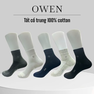OWEN - Vớ/Tất cổ trung nam cao cấp Owen 100% cotton khử mùi