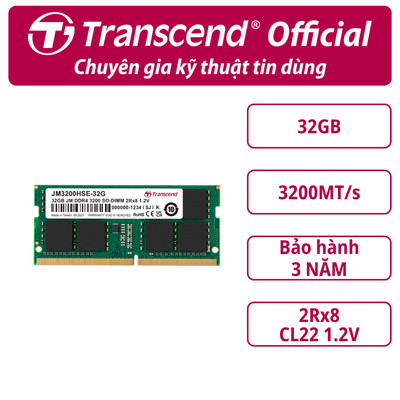 Ram Laptop Transcend JM DDR4 3200 SO-DIMM 8GB/16GB/32GB - Bảo hành 3 năm