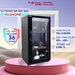  Tủ chống ẩm máy ảnh 30L-70 Lít FUJIHOME bảo hành 3 năm tủ hút ẩm máy ảnh điện tử 70L 3 ngăn chống nước dry cabinet 