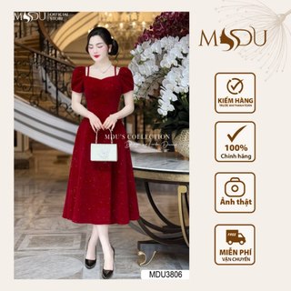 Váy Thiết Kế MDU3806 Dáng Váy Xòe Nhẹ, Chất Liệu Nhung Dính Kim Sa Cao Cấp Từ MDU K50-D1-1