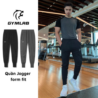 Quần jogger tập gym nam Gymlab, Quần jogger dáng dài lưng thun dây rút chất vải poly thoải mái thoáng mát