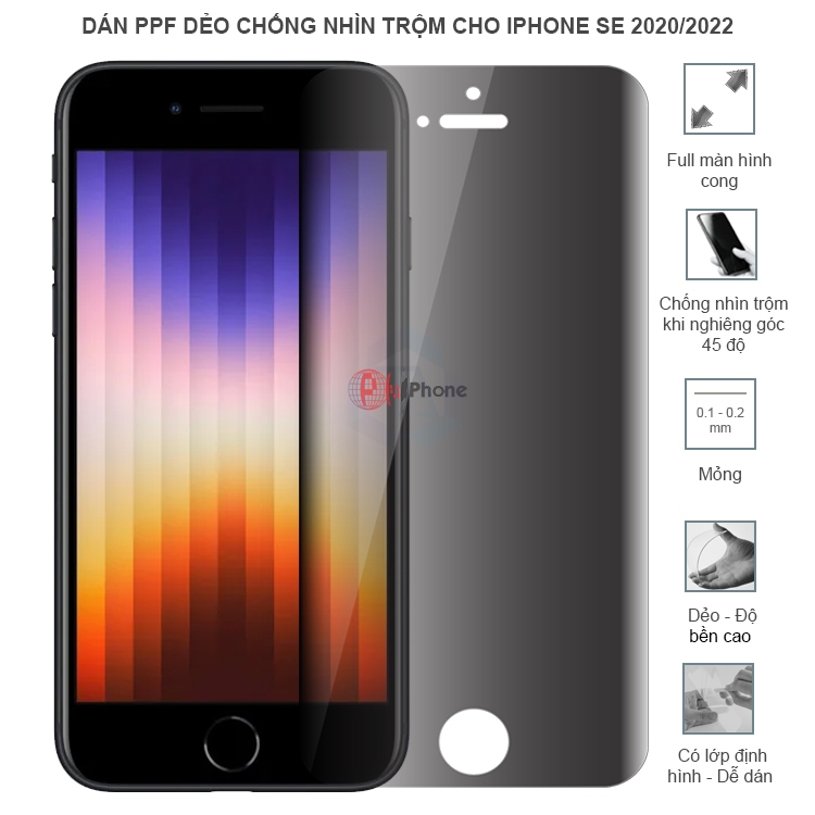 Dán dẻo PPF mỏng chống nhìn trộm cho iPhone SE 2020/ SE 2022