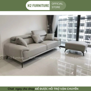 Bộ Sofa Da cao cấp phong cách Ý H2 Home, sofa da gật tựa lưng đa năng gồm 1 ghế dài kèm đôn di động thông minh