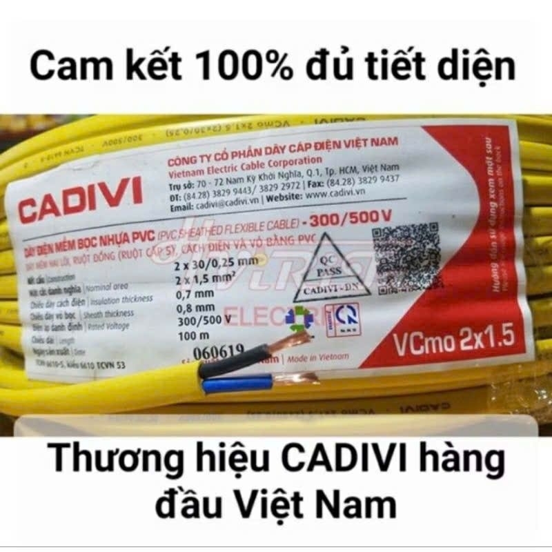 DÂY ĐÔI BỌC 2 LỚP CADIVI 2X1.5