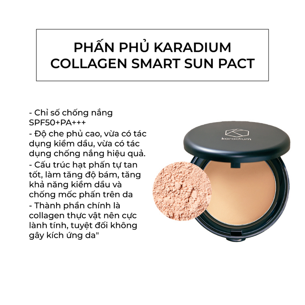 Phấn phủ nén Karadium Collagen Smart Sun Pact Spf50+ PA+++