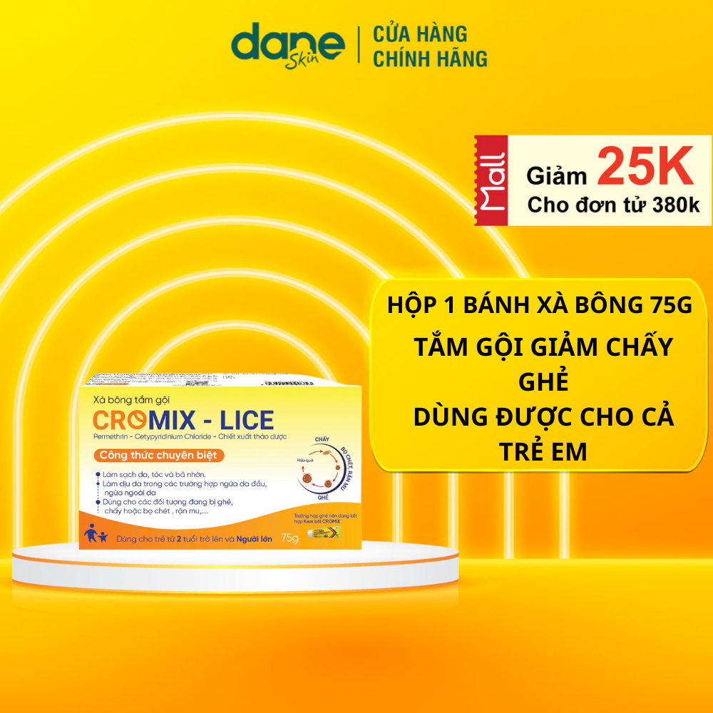 Xà bông tắm gội giảm ngứa và chấy ghẻ Cromix Lice 75g giảm ngứa ghẻ dùng được cho cả trẻ nhỏ