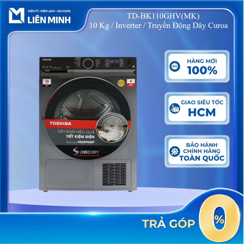 TD-BK110GHV(MK) - Máy Sấy Bơm Nhiệt Toshiba 10 Kg - Bảo Hành Chính Hãng
