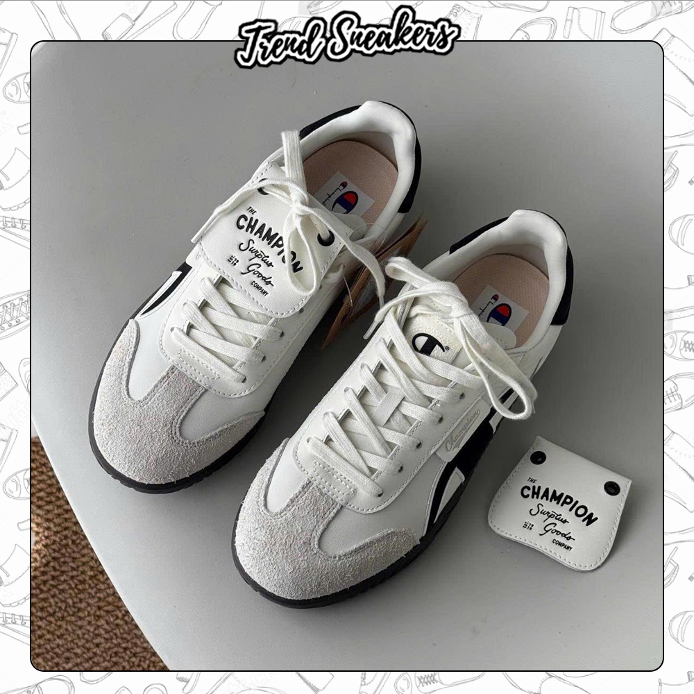 [Tặng Tất] Giày Champion Đen Trắng Nam Nữ Full Box Hàng QCCC, Sneaker Champion Nam Nữ Full Size