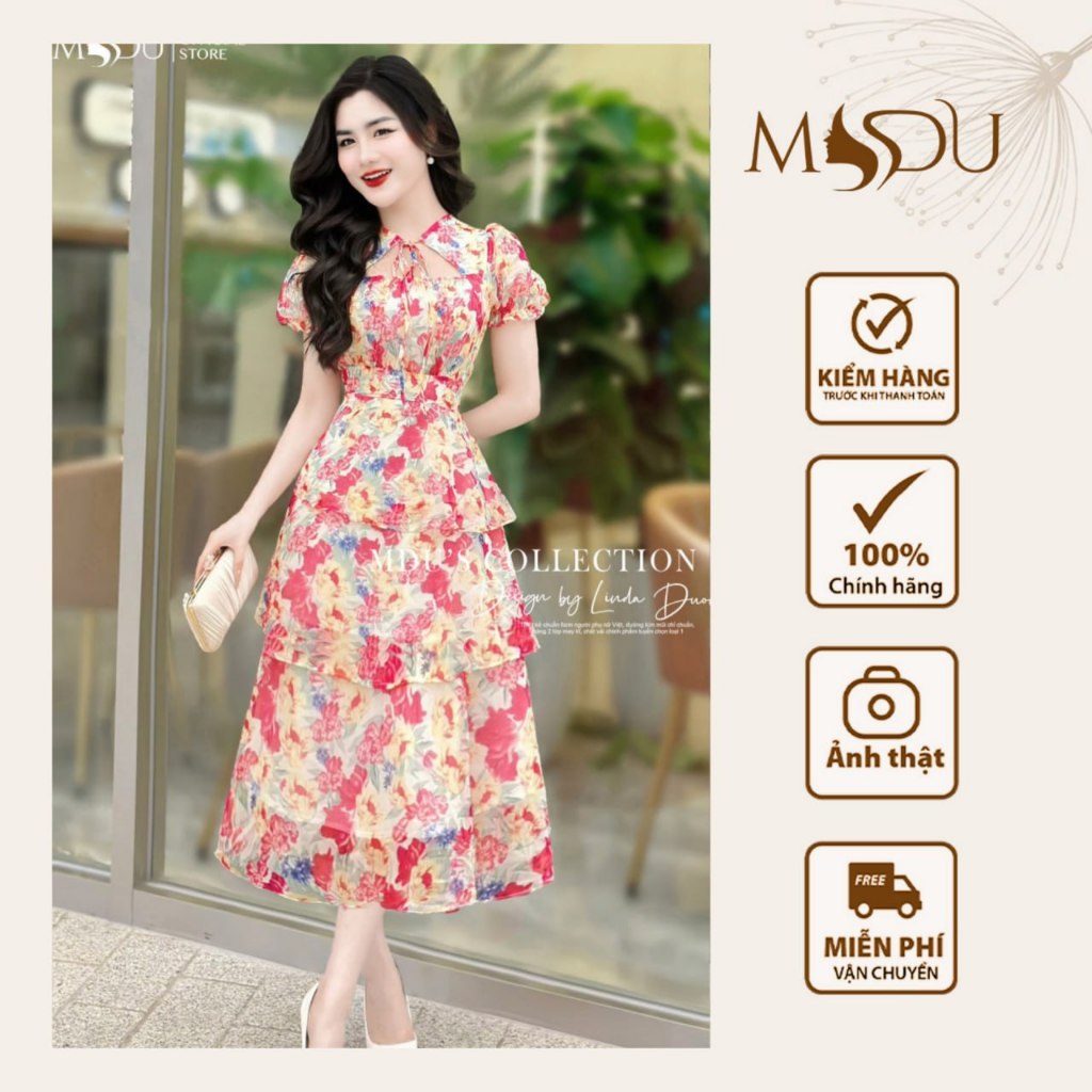Váy Tơ Hàn MDU3954 Thiết Kế Xếp Tầng Điệu Đà Cùng Họa Tiết Bắt Mắt Từ MDU K53-D2-2