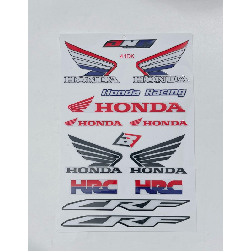 Tem decal nổi chữ CRF Honda cánh chim đen, cánh chim màu HRC