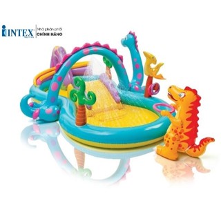Bể bơi phao cầu trượt công viên Kẹo Ngọt intex / Bể bơi phao cầu trượt có cần câu cá intex