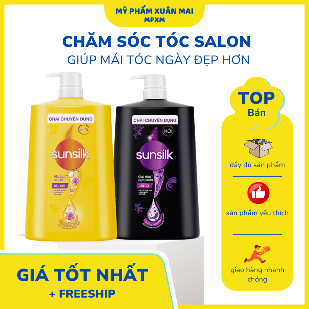 Dầu Gội Sunsilk Vàng Đen Mềm Mượt Diệu Kỳ 1400g [1,4kg] MPXM