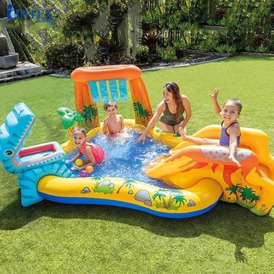 Bể bơi phao trẻ em có cầu trượt INTEX 57161 , bơm hơi, có nhiều trò chơi thú vị cho bé -BH 12tháng