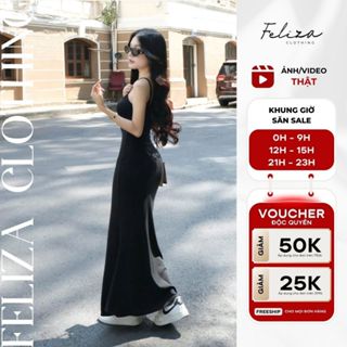 [ẢNH THẬT] Đầm Maxi 2 Dây Dáng Dài Đuôi Cá, Đầm Thun Trơn Co Giãn, Thiết Kế Đơn Giản Quyến Rũ - Feliza Clothing