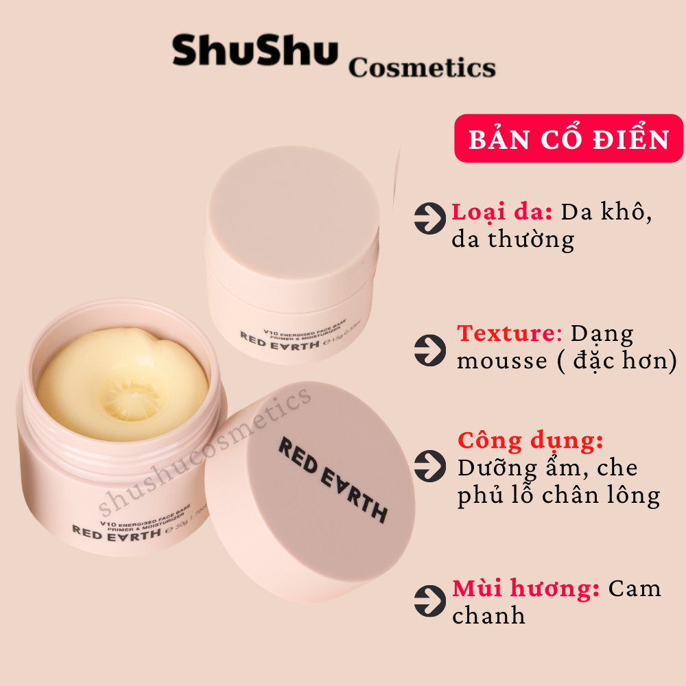 Kem Lót Red Earth V10  Kem Lót Trang Điểm Dưỡng Ẩm Che Phủ Lỗ Chân Lông SHUSHU COSMETICS