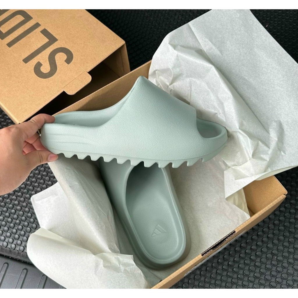 Dép yz slide xanh đá bản vân nhám nam nữ, Dép bánh mì Yeezy slide đủ size nam nữ