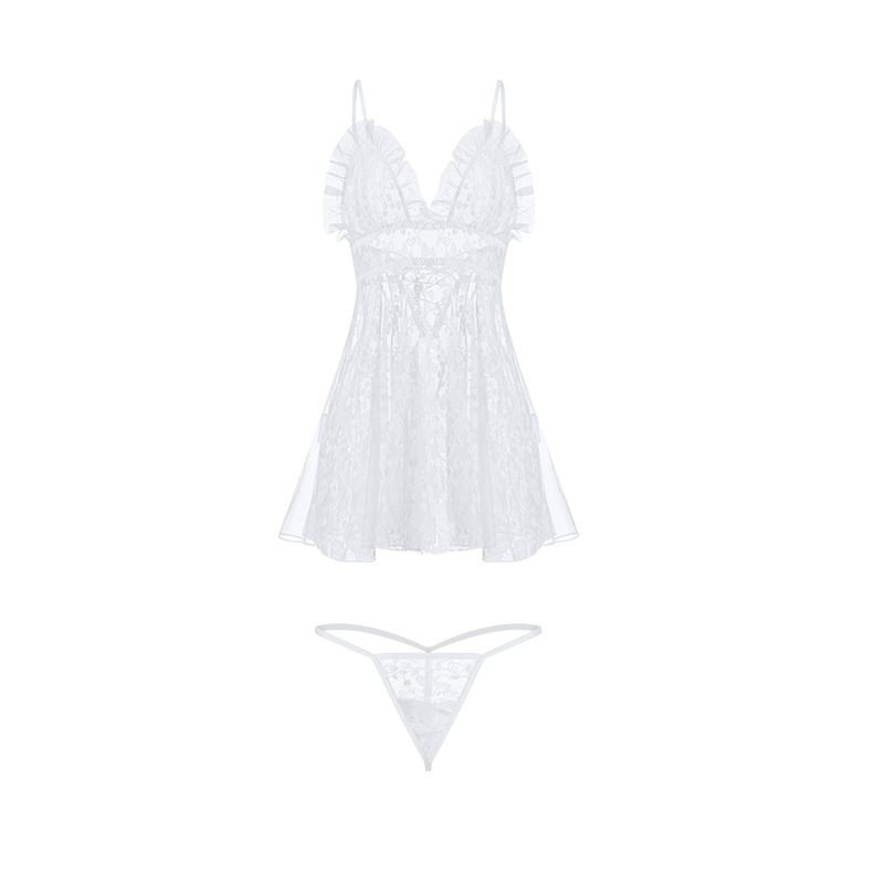 Váy ngủ ren hoa nhí xuyên thấu siêu xinh gợi cảm đầm tiểu thư 2 dây tặng chip đen trắng quyến rũ BIKI HOUSE N260 - TPHCM | BigBuy360 - bigbuy360.vn