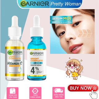 Serum Garnier Bright Complete Anti-Acnes Booster 4% Vitamin C 30ml Tinh chất dưỡng cho da dầu mụn