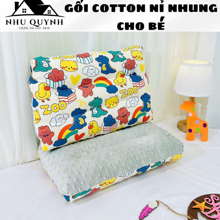 Gối bông gòn nhung cotton cho bé 2-8 tuổi, siêu mềm êm nhiều họa tiết đáng yêu kích thước 30x50cm