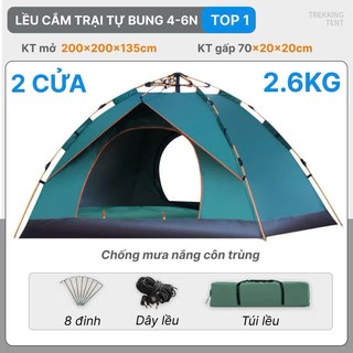 [ TẶNG 2 THẢM ] Lều cắm trại camping, lều tự bung,lều cho bé trai bé gia ngủ trong nhà 2-6 người