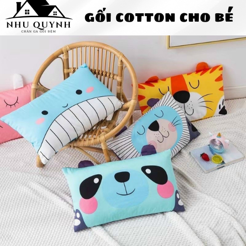 Gối cho bé vỏ cotton 100% an toàn cho làn da em bé hàng việt nam kích thước 30x50cm