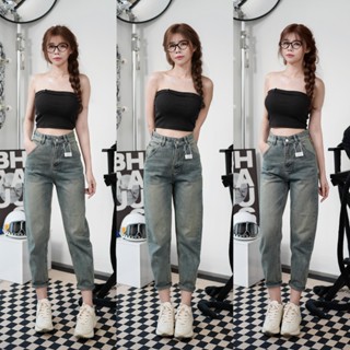 Quần Baggy Jean Túi Viền Kiểu Dáng Trơn Basic Dáng Lưng Cao