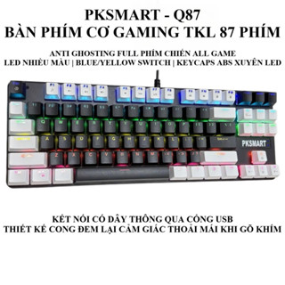  Bàn Phím Cơ Có Dây TKL PKSMART Q87 Nút - Blue YELLOW Switch - Anti-Ghosting Full Phím - LED Nhiều Màu 9 Hiệu Ứng 