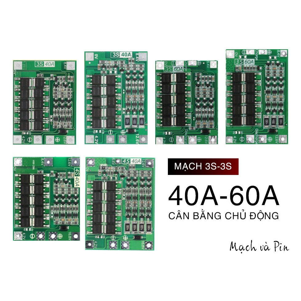 Mạch 3s - 4s xả cao 40a - 60a có tính năng cân bằng chủ động hoặc thông thường