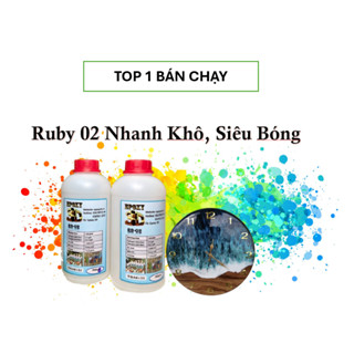  Bộ 1KG keo Epoxy Resin Hàn Quốc Ruby-02 làm trang sức  nhanh khô độ bóng cao 
