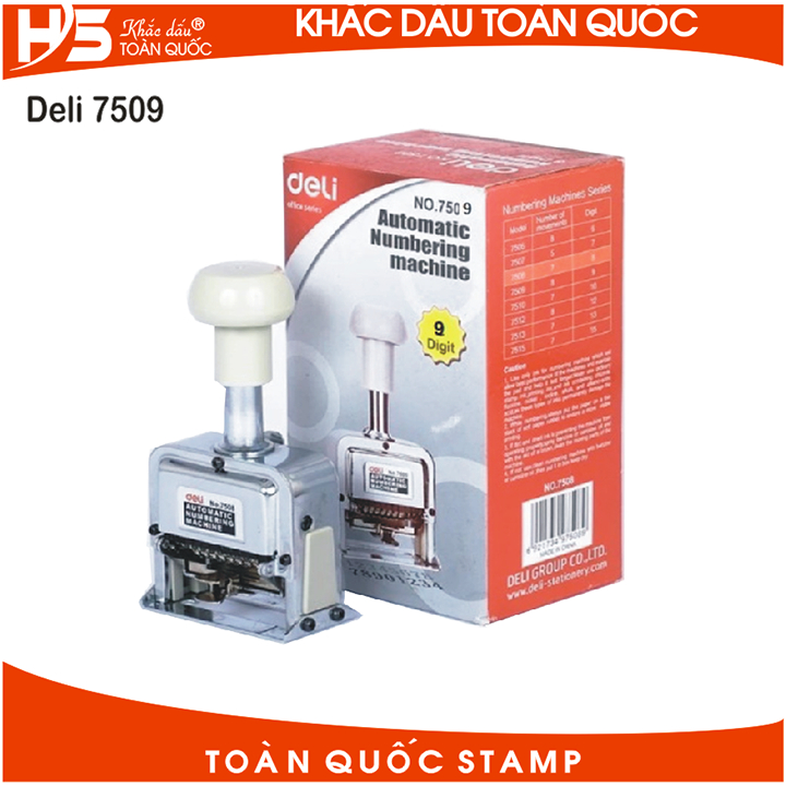 Dấu nhảy số tự động 9 số deli 7509
