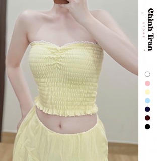 ( DEAL MỞ BÁN) Áo Quây Croptop Bo Chun Phối Ren Ôm Body Nhiều Màu Xinh Xắn  - Chinh Trần Store