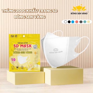 Thùng 200 cái Khẩu trang 5D Bông Sen Vàng, kháng khuẩn, chính hãng, thương hiệu uy tín