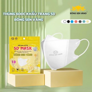 Thùng 600 cái khẩu trang 5D Bông Sen Vàng