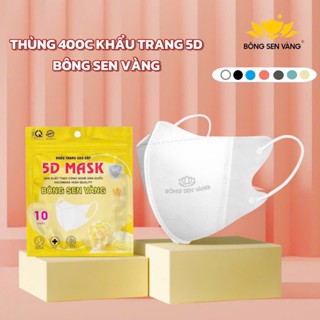 Thùng 400c Khẩu Trang 5D Bông Sen Vàng - thương hiệu uy tín - khẩu trang 3 lớp kháng khuẩn, 5d mask