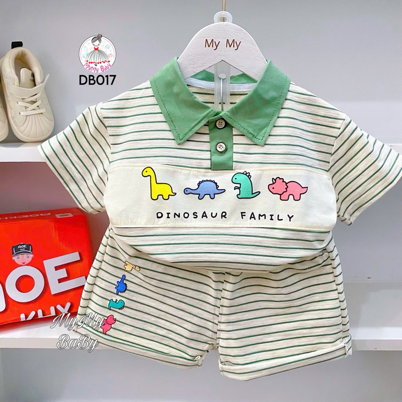 MyMy BaBy Đồ bộ bé trai polo dinosa family 1 Tuổi 2 Tuổi 3 Tuổi 4 Tuổi 5 Tuổi