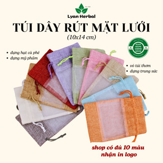  Túi bố dây rút có mặt lưới  10x14  làm túi vỏ thơm đựng hạt cà phê nhiều màu nhận in logo 