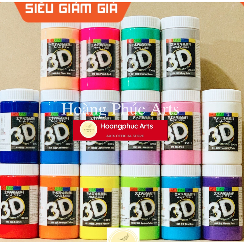 Màu vẽ Acrylic 3D 100ml/300ml tươi sáng vẽ trên mọi chất liệu
