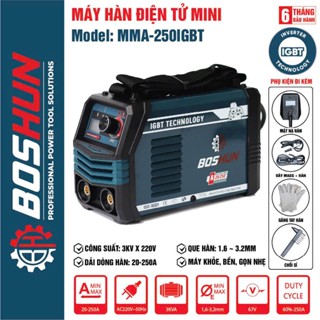 Máy Hàn Điện Tử Mini BOSHUN MMA-250IGBT , INVERTER IGBT, Lõi Đồng, Hàn Que 1.6-3.2mm