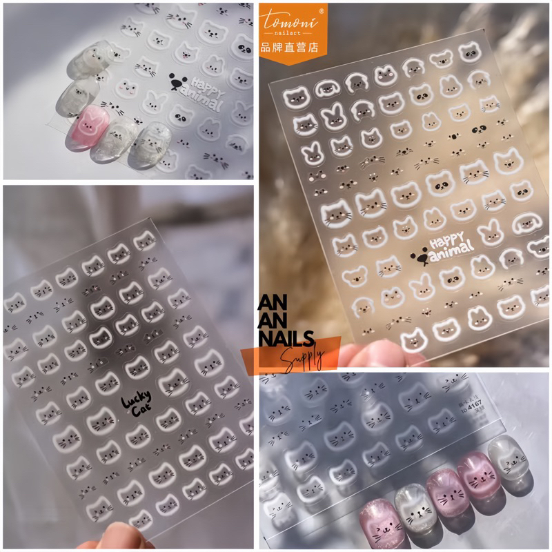 Sticker khuôn mặt mèo siêu xinh, tiện lợi design nails- An An Nails