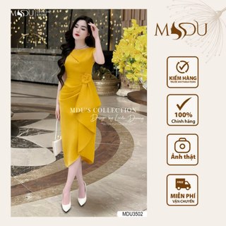 Váy Lụa Vân MDU3502 Có Hoa Đính Rời Dáng Chữ A Từ MDU